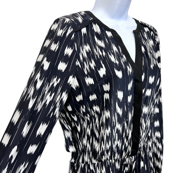 Parker Long Sleeve V Neck Shorts 100% Silk Romper Black‎ White Women Size Small - Picture 6 of 9